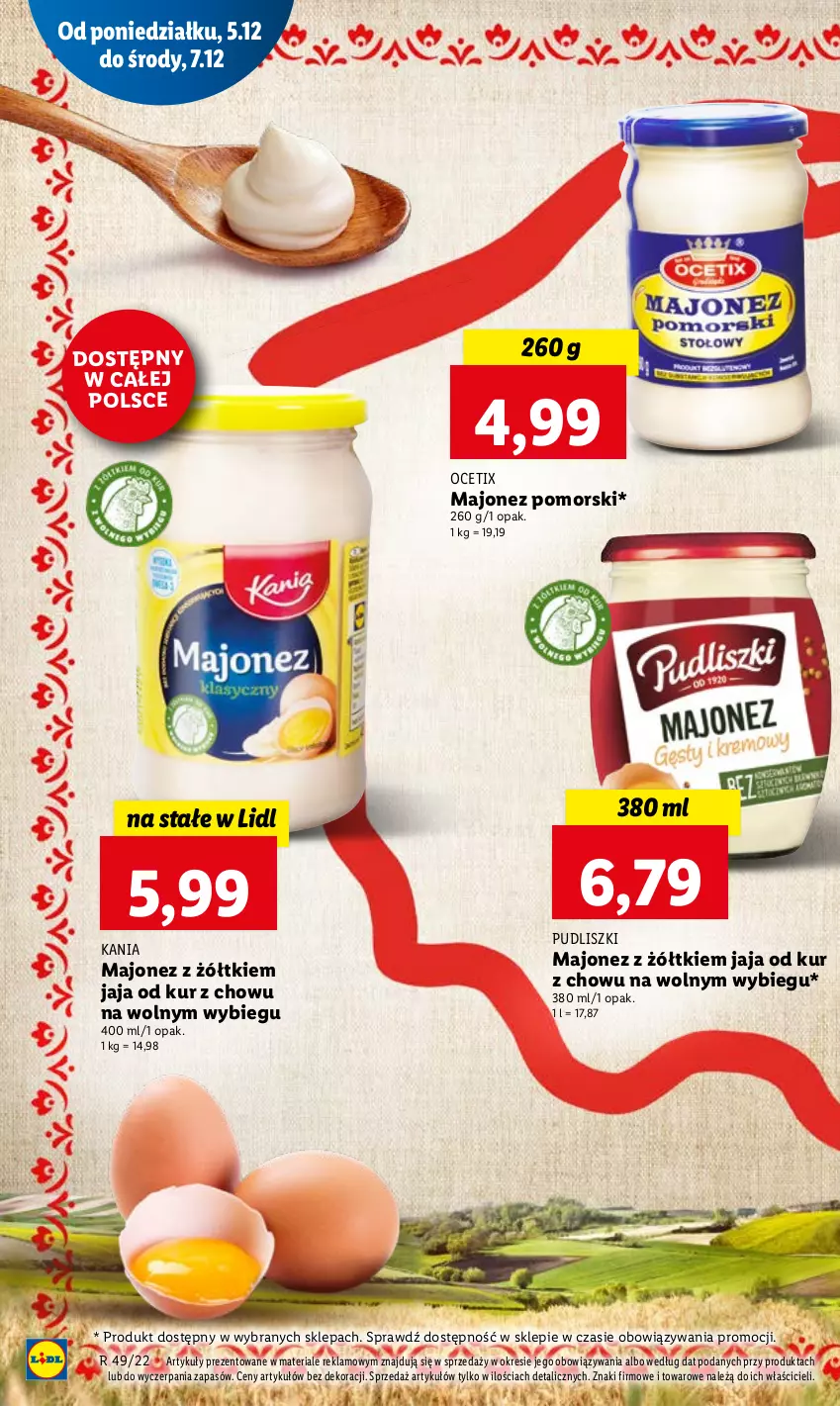 Gazetka promocyjna Lidl - GAZETKA - ważna 05.12 do 07.12.2022 - strona 48 - produkty: Jaja, Majonez, Ocet, Pudliszki