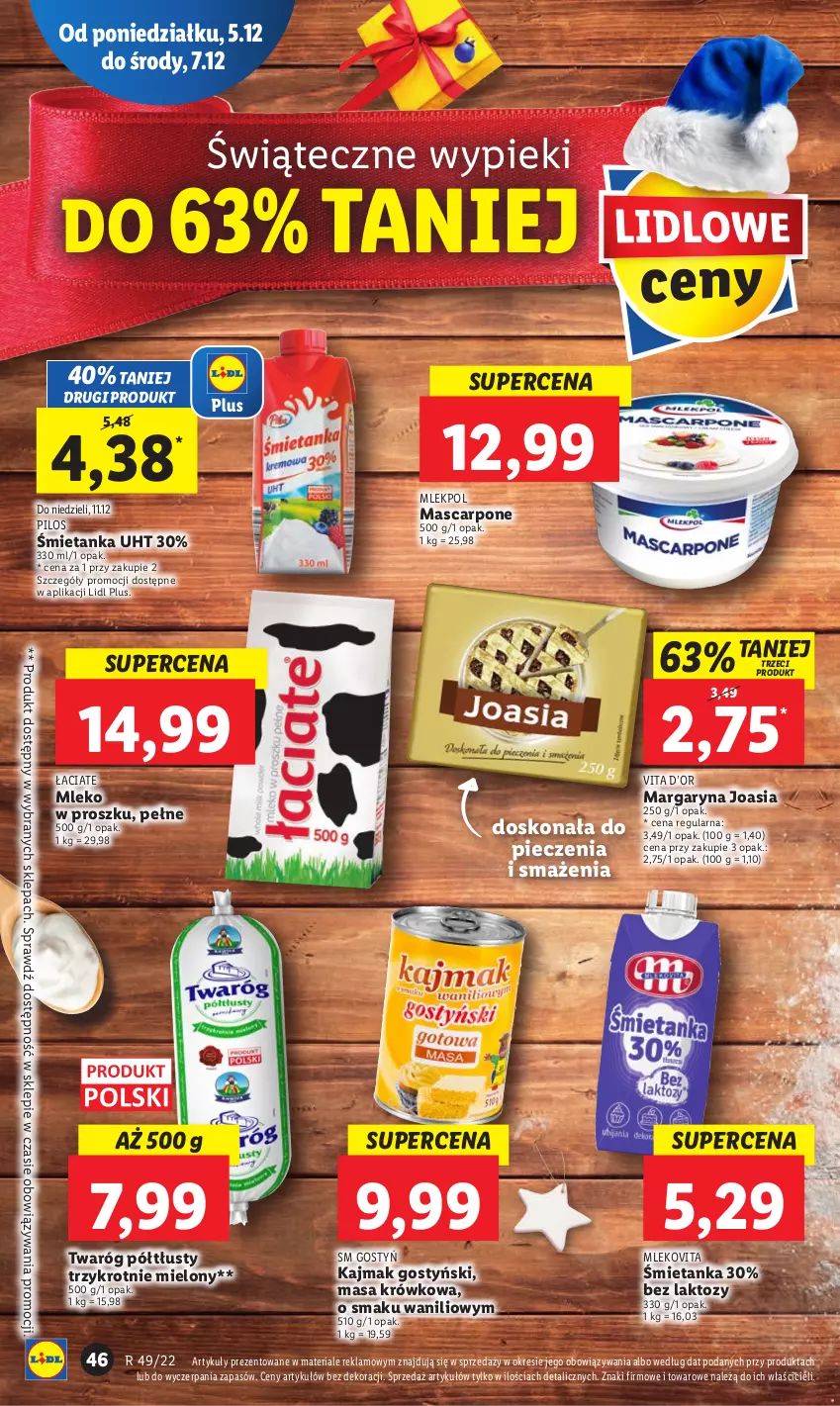 Gazetka promocyjna Lidl - GAZETKA - ważna 05.12 do 07.12.2022 - strona 52 - produkty: Margaryna, Masa krówkowa, Mascarpone, Mleko, Mleko w proszku, Mlekovita, Piec, Pilos, Twaróg, Twaróg półtłusty