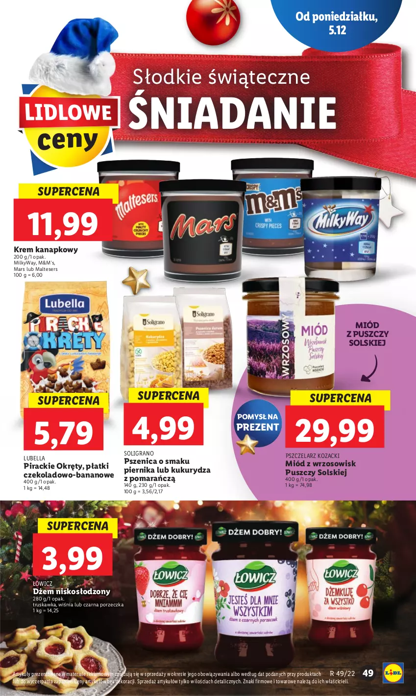 Gazetka promocyjna Lidl - GAZETKA - ważna 05.12 do 07.12.2022 - strona 55 - produkty: Bell, Bella, Dżem, Gra, Kukurydza, Lubella, Mars, Miód, Piernik, Por, Ser, Soligrano