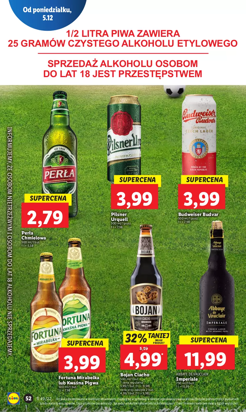 Gazetka promocyjna Lidl - GAZETKA - ważna 05.12 do 07.12.2022 - strona 58 - produkty: Fortuna, Gra, Perła, Pilsner Urquell, Piwa, Ser