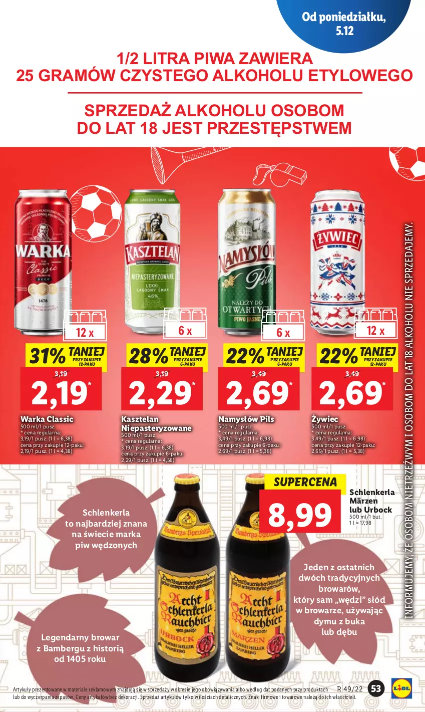 Gazetka promocyjna Lidl - GAZETKA - ważna 05.12 do 07.12.2022 - strona 59 - produkty: Gra, Kasztelan, Namysłów, Piwa, Warka