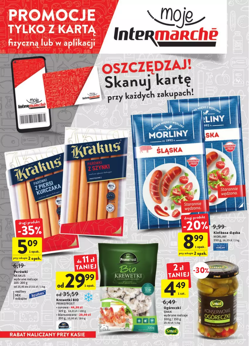 Gazetka promocyjna Intermarche - Gazetka Intermarche - ważna 27.10 do 02.11.2022 - strona 12 - produkty: Kiełbasa, Kiełbasa śląska, Krakus, Krewetki, Morliny, Parówki