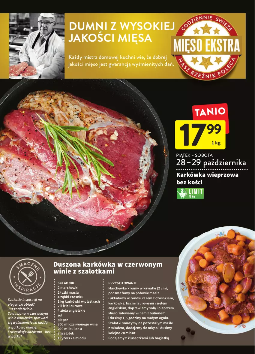 Gazetka promocyjna Intermarche - Gazetka Intermarche - ważna 27.10 do 02.11.2022 - strona 20 - produkty: Bulion, Karkówka wieprzowa, Kawa, Laur, Lion, Mięso, Olej, Pieprz, Sok, Sól, Szal