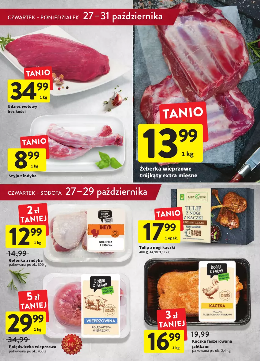 Gazetka promocyjna Intermarche - Gazetka Intermarche - ważna 27.10 do 02.11.2022 - strona 21 - produkty: Fa, Golonka z indyka, Jabłka, Kaczka, Kaczka faszerowana, Polędwiczka wieprzowa, Udziec wołowy