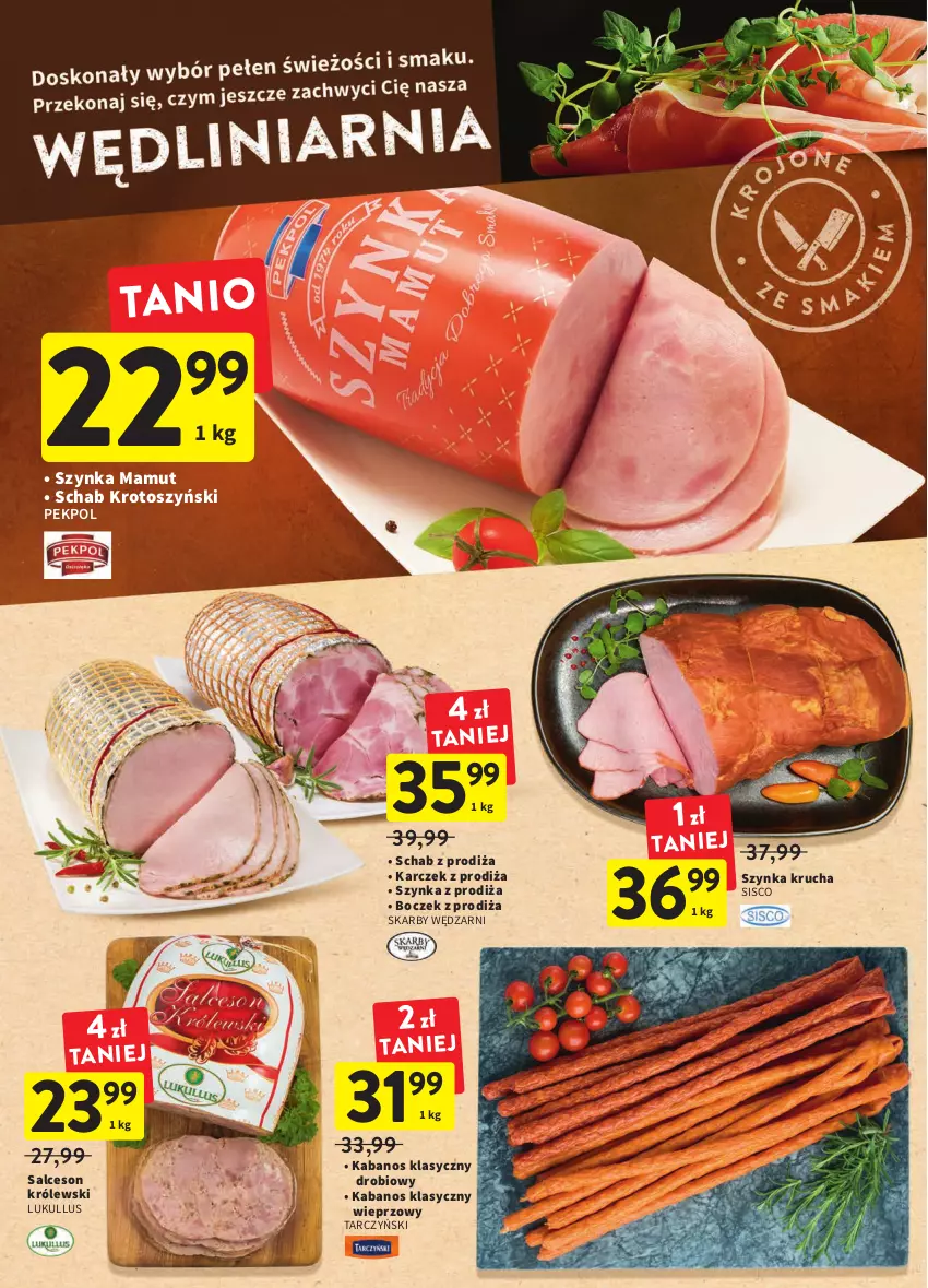 Gazetka promocyjna Intermarche - Gazetka Intermarche - ważna 27.10 do 02.11.2022 - strona 22 - produkty: Boczek, Kabanos, Królewski, Pekpol, Salceson, Schab krotoszyński, Szynka, Tarczyński