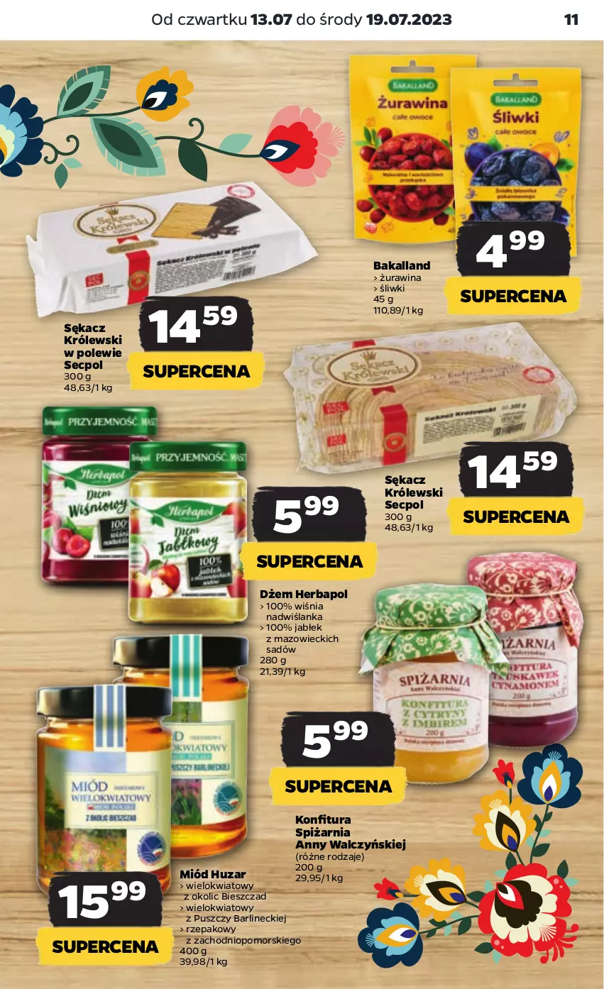 Gazetka promocyjna Netto - Artykuły spożywcze - ważna 13.07 do 19.07.2023 - strona 11 - produkty: Bakalland, Dżem, Herbapol, Konfitura, Królewski, Miód, Sękacz