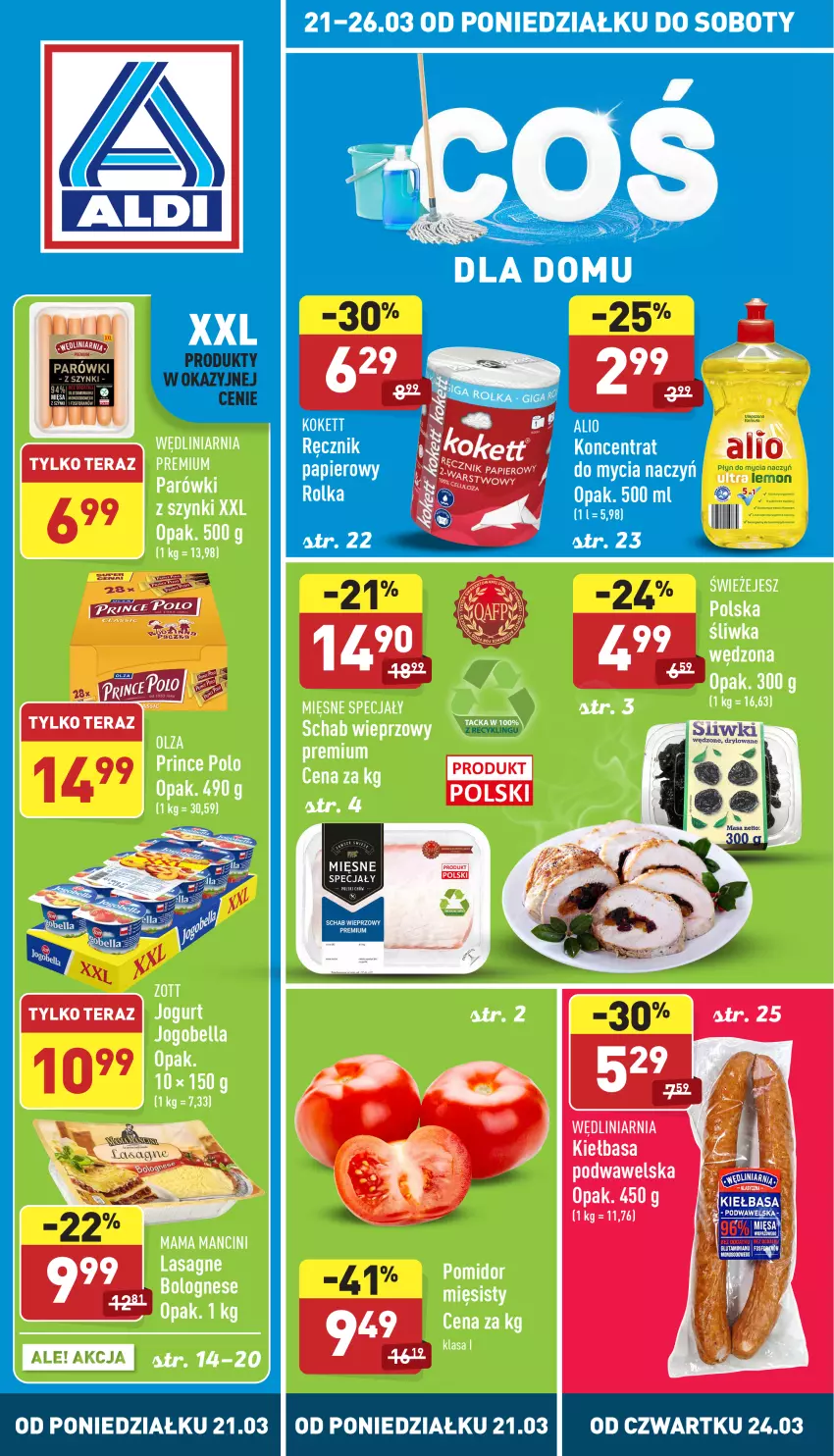 Gazetka promocyjna Aldi - Katalog spożywczy - ważna 21.03 do 26.03.2022 - strona 1 - produkty: Kiełbasa, Papier