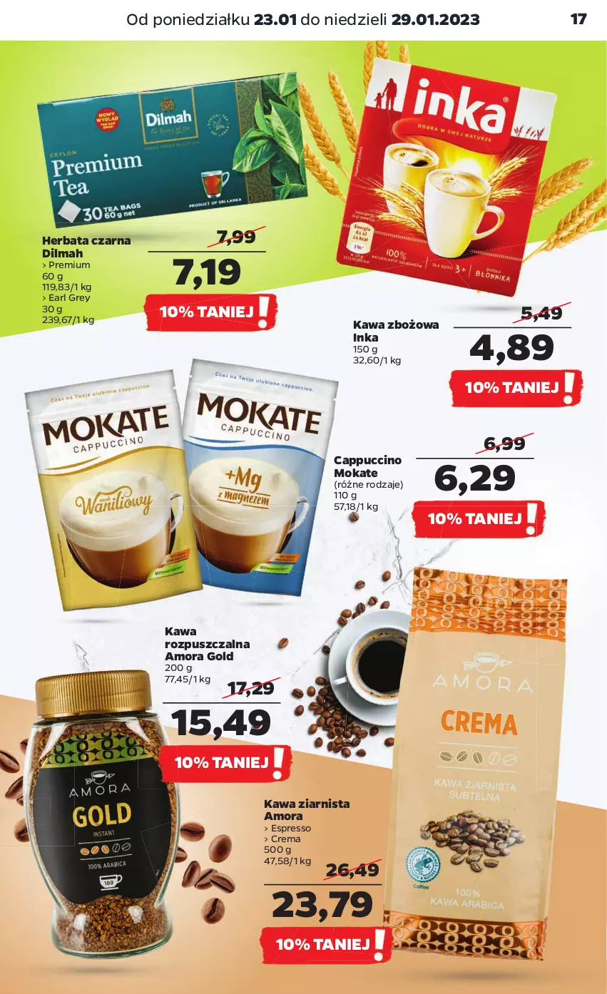 Gazetka promocyjna Netto - Artykuły spożywcze - ważna 23.01 do 29.01.2023 - strona 17 - produkty: Cappuccino, Dilmah, Earl Grey, Herbata, Herbata czarna, Inka, Kawa, Kawa rozpuszczalna, Kawa zbożowa, Kawa ziarnista