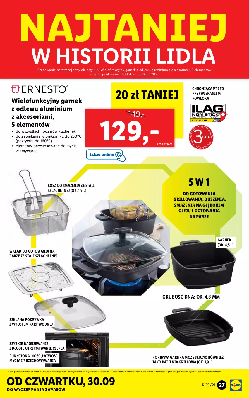 Gazetka promocyjna Lidl - GAZETKA - ważna 27.09 do 03.10.2021 - strona 27 - produkty: Garnek, Grill, Kosz, LANA, Olej, Patelnia, Patelnia grillowa, Pokrywa