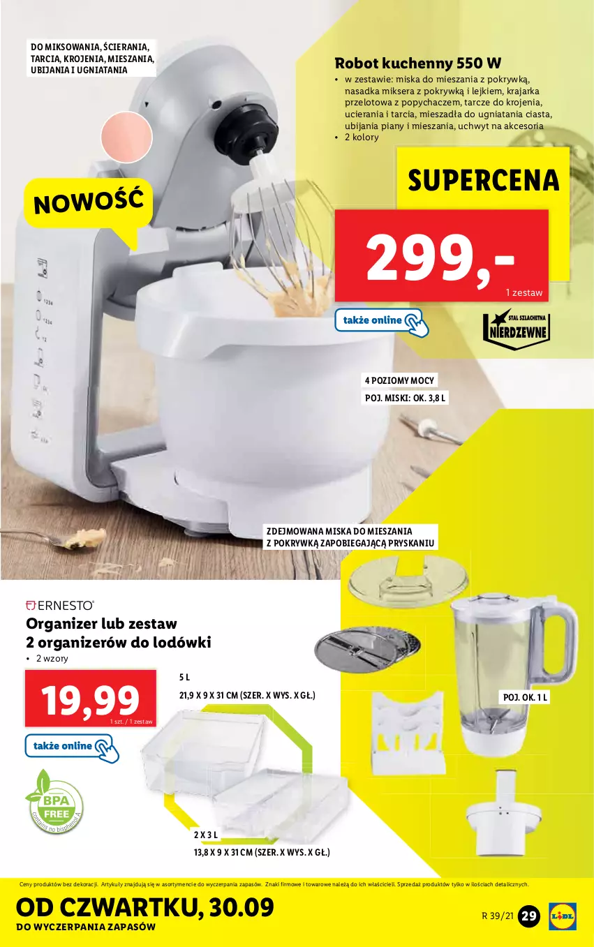 Gazetka promocyjna Lidl - GAZETKA - ważna 27.09 do 03.10.2021 - strona 29 - produkty: Mikser, Miska, Organizer, Ser