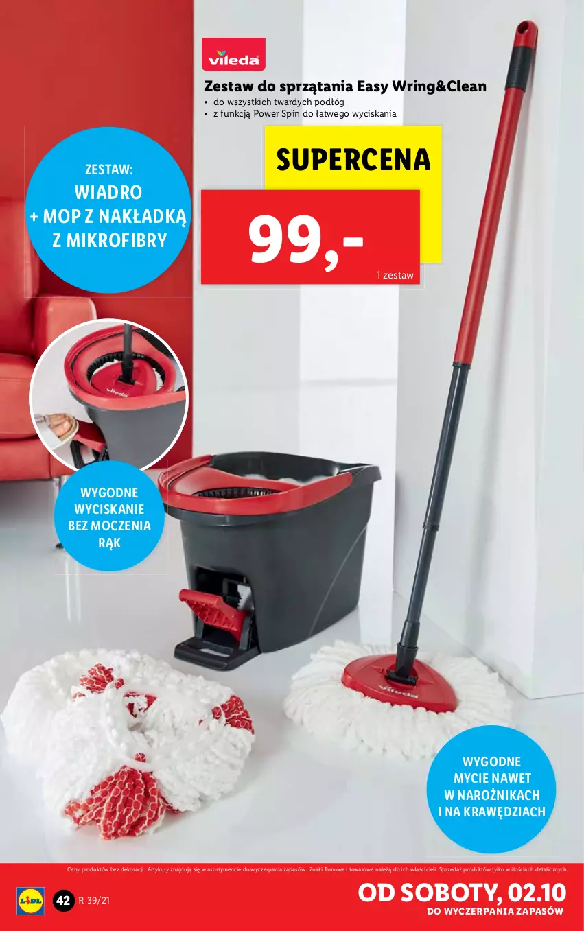 Gazetka promocyjna Lidl - GAZETKA - ważna 27.09 do 03.10.2021 - strona 42 - produkty: Mop, Narożnik, Wiadro