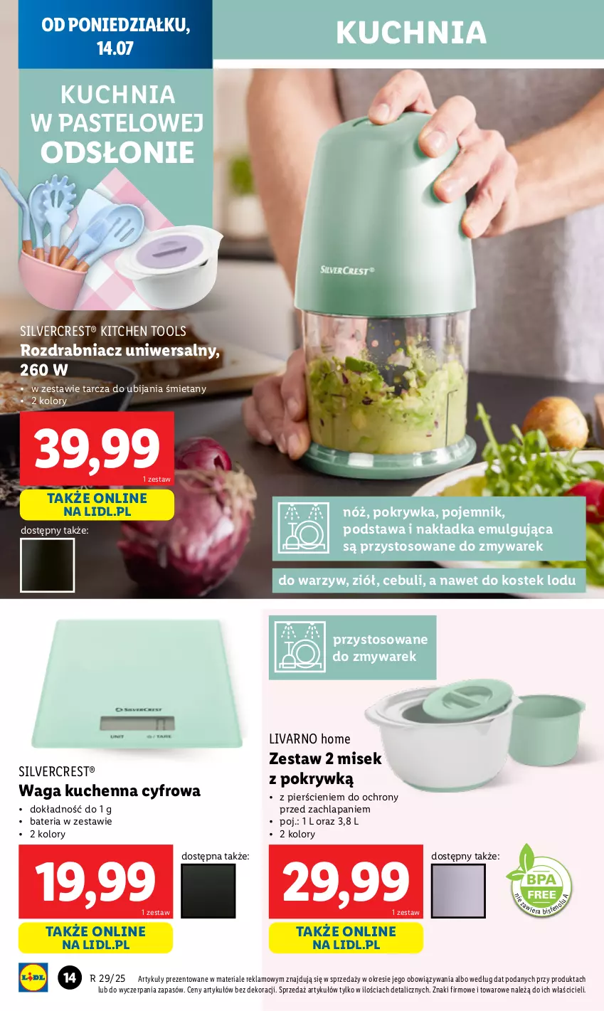 Gazetka promocyjna Lidl - GAZETKA - ważna 14.07 do 19.07.2025 - strona 16 - produkty: Bateria, Ivar, Kuchnia, LG, Pojemnik, Rozdrabniacz, Silvercrest, Stek, Waga
