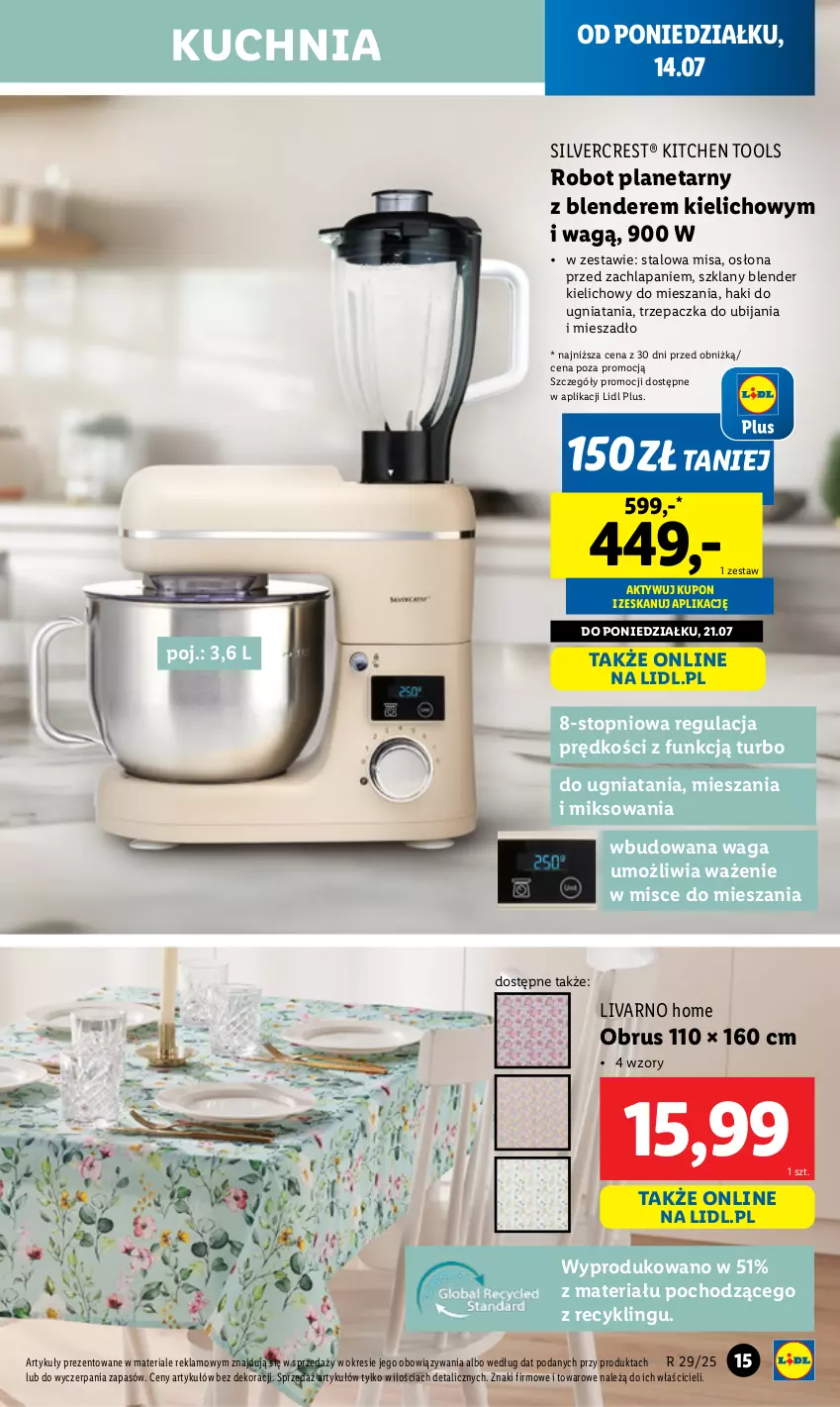 Gazetka promocyjna Lidl - GAZETKA - ważna 14.07 do 19.07.2025 - strona 17 - produkty: Blender, Ivar, Kuchnia, Mieszadło, Obrus, Robot, Robot planetarny, Silvercrest, Top, Trzepaczka, Waga