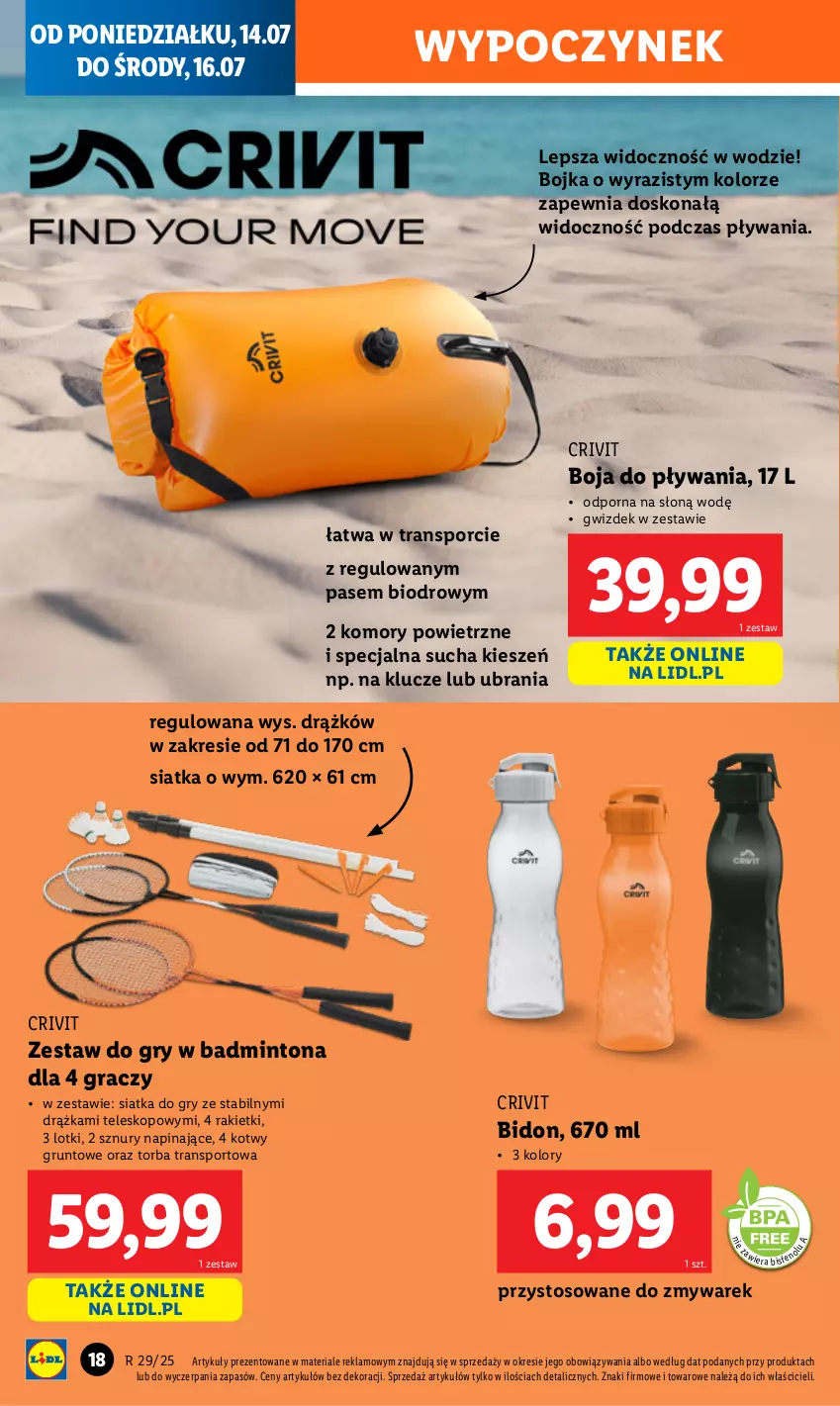 Gazetka promocyjna Lidl - GAZETKA - ważna 14.07 do 19.07.2025 - strona 20 - produkty: Gra, Grunt, Gry, Por, Siatka, Sport, Teleskop, Torba, Tran, Ubrania