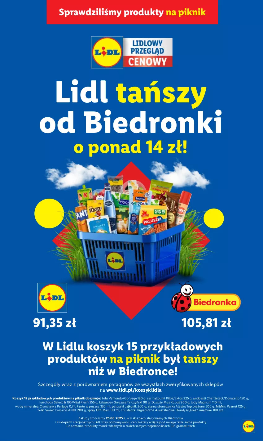 Gazetka promocyjna Lidl - GAZETKA - ważna 14.07 do 19.07.2025 - strona 3 - produkty: Chusteczki, Cisowianka, Dron, Fa, Flora, Gra, Gry, Kabanos, Kosz, Kubuś, Lajkonik, Lody, Mus, Pilos, Por, Rama, Ser, Tarczyński, Tofu, Top