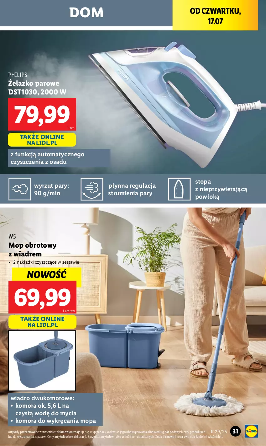 Gazetka promocyjna Lidl - GAZETKA - ważna 14.07 do 19.07.2025 - strona 41 - produkty: Mop, Philips, Rum, Top, Wiadro