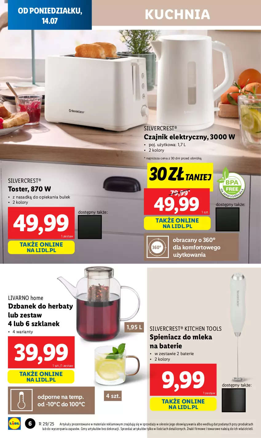Gazetka promocyjna Lidl - GAZETKA - ważna 14.07 do 19.07.2025 - strona 8 - produkty: Czajnik, Czajnik elektryczny, Dzbanek, Ivar, Kuchnia, Por, Silvercrest, Toster