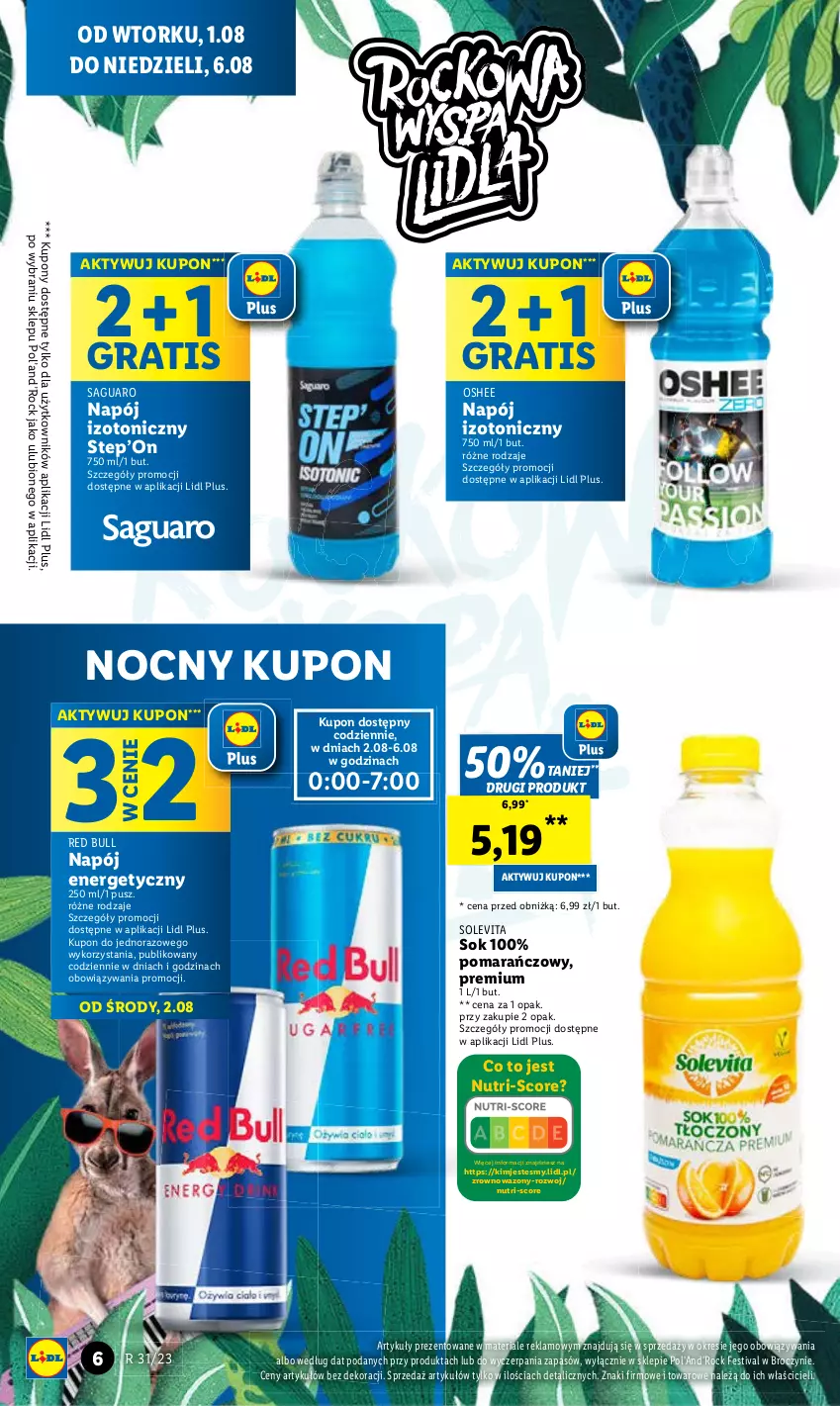 Gazetka promocyjna Lidl - GAZETKA - ważna 01.08 do 06.08.2023 - strona 6 - produkty: Gra, Napój, Napój energetyczny, Napój izotoniczny, Oshee, Red Bull, Sok, Wazon