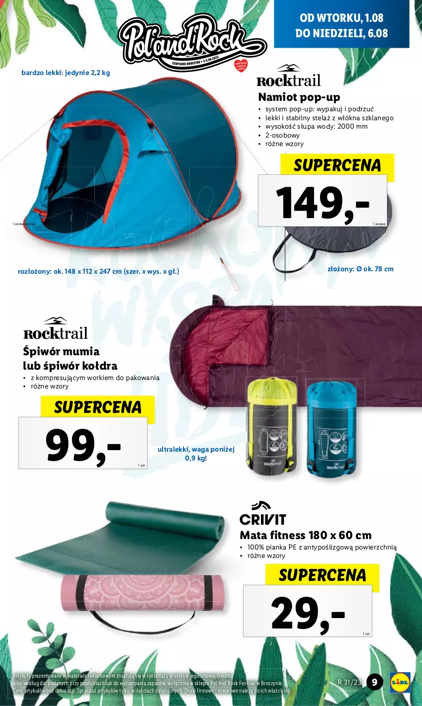 Gazetka promocyjna Lidl - GAZETKA - ważna 01.08 do 06.08.2023 - strona 9 - produkty: Kołdra, Namiot, Sok, Waga