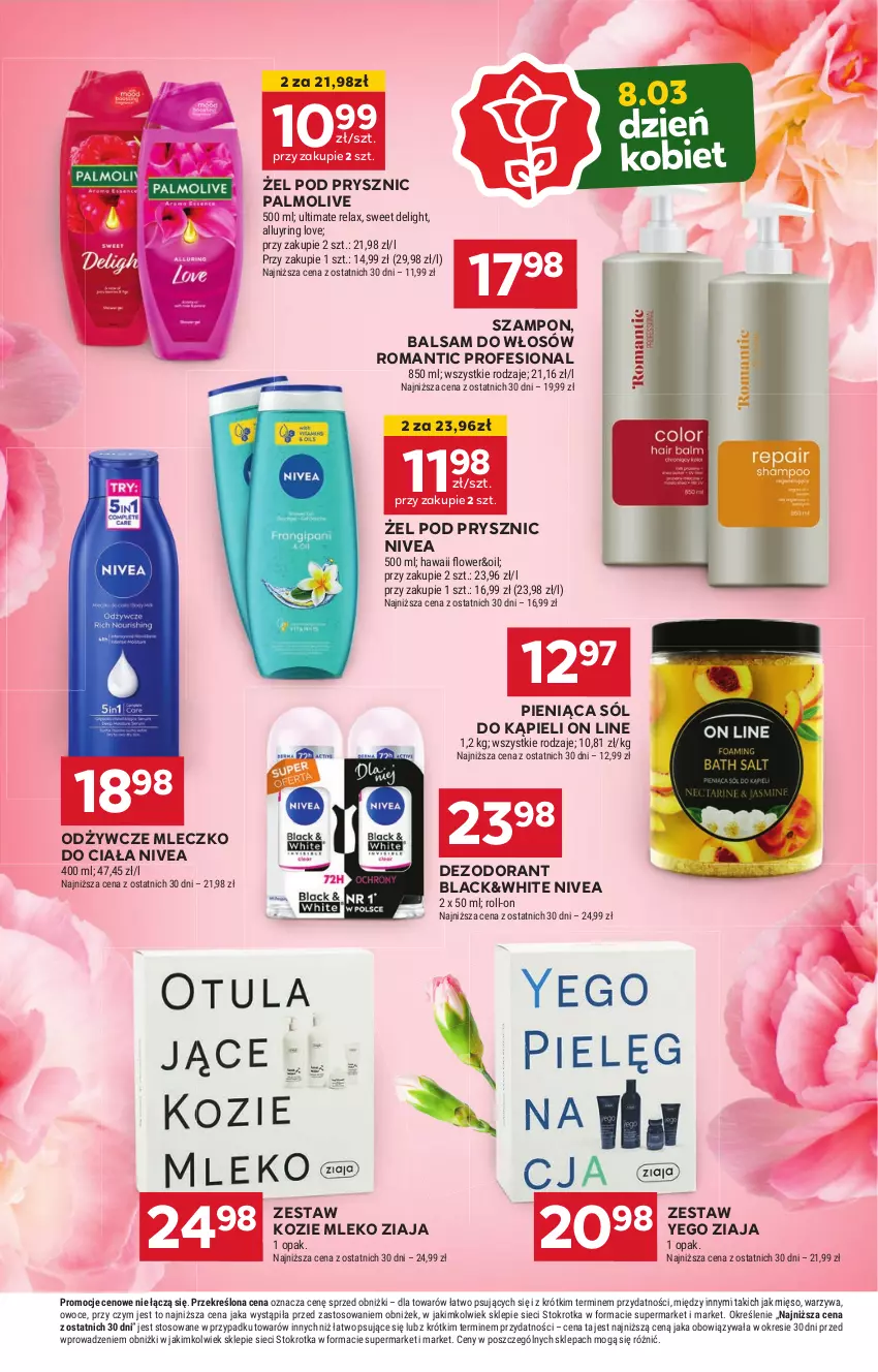 Gazetka promocyjna Stokrotka - Supermarket - ważna 27.02 do 05.03.2025 - strona 27 - produkty: Dezodorant, Lack, Mięso, Mleczko, Mleczko do ciała, Mleko, Nivea, Owoce, Palmolive, Sól, Sól do kąpieli, Szampon, Warzywa, Ziaja