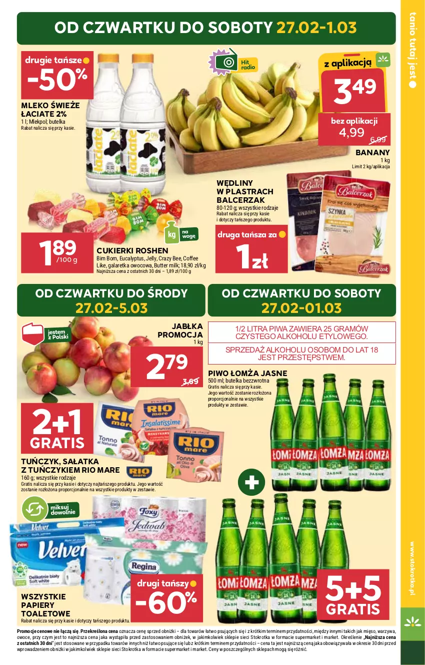 Gazetka promocyjna Stokrotka - Supermarket - ważna 27.02 do 05.03.2025 - strona 3 - produkty: Banany, Cukier, Cukierki, Gala, Galaretka, Gra, Jabłka, Mięso, Mleko, Owoce, Papier, Piwa, Piwo, Por, Rio Mare, Sałat, Sałatka, Tuńczyk, Warzywa