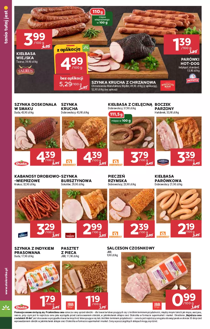 Gazetka promocyjna Stokrotka - Supermarket - ważna 27.02 do 05.03.2025 - strona 8 - produkty: Boczek, Bursztyn, Chrzan, Fa, Kabanos, Kiełbasa, Kiełbasa wiejska, Krakus, Mięso, Owoce, Parówki, Pasztet, Piec, Pieczeń rzymska, Salceson, Sok, Sokołów, Szynka, Warzywa