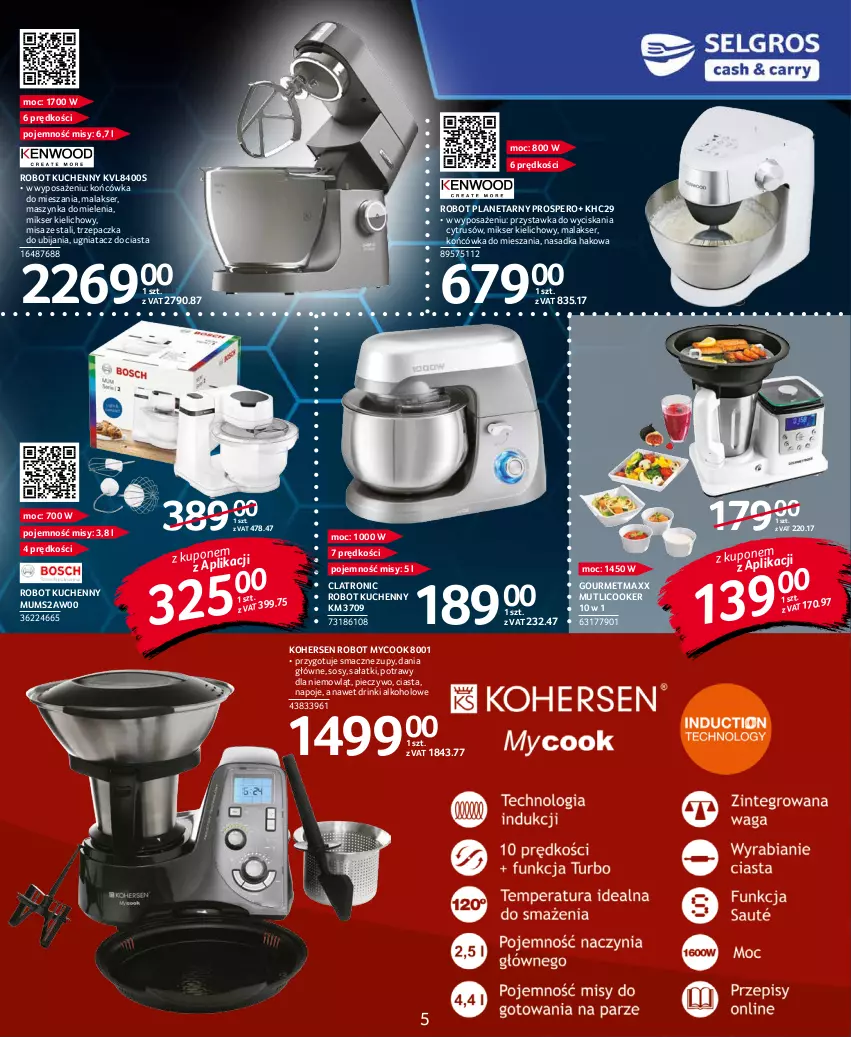 Gazetka promocyjna Selgros - Katalog Elektro - ważna 28.10 do 09.11.2021 - strona 5 - produkty: Maszynka, Maszynka do mielenia, Mikser, Napoje, Piec, Pieczywo, Robot, Robot planetarny, Sałat, Ser, Sos, Szynka, Trzepaczka