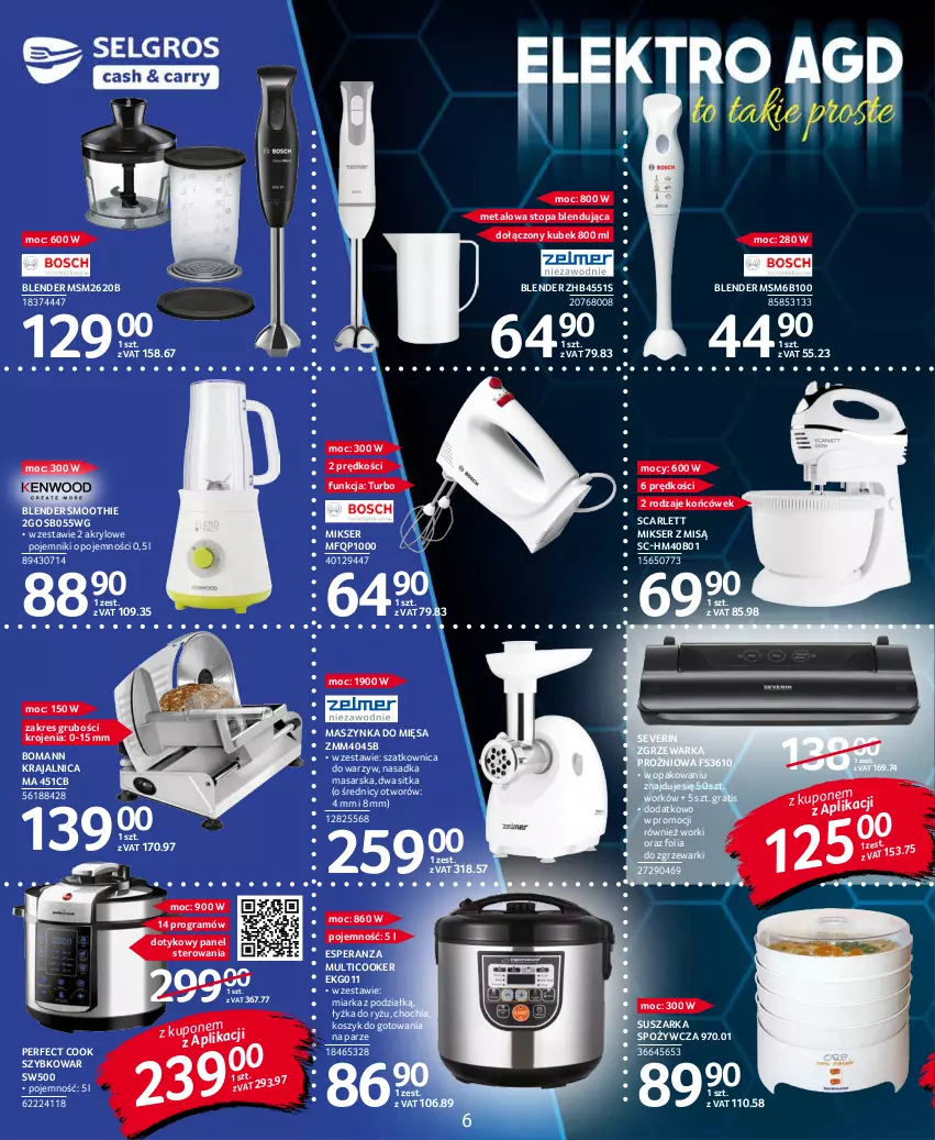 Gazetka promocyjna Selgros - Katalog Elektro - ważna 28.10 do 09.11.2021 - strona 6 - produkty: Blender, Gra, Kosz, Kubek, Maszynka, Miarka, Mikser, Mikser z misą, Pojemnik, Ryż, Ser, Smoothie, Suszarka, Szatkownica, Szybkowar, Szynka, Top, Warka