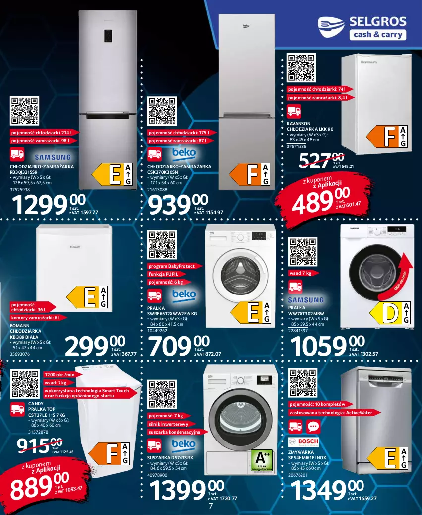 Gazetka promocyjna Selgros - Katalog Elektro - ważna 28.10 do 09.11.2021 - strona 7 - produkty: Candy, Chłodziarka, Gra, K2, Pralka, Suszarka, Suszarka kondensacyjna, Top, Warka, Zamrażarka, Zmywarka