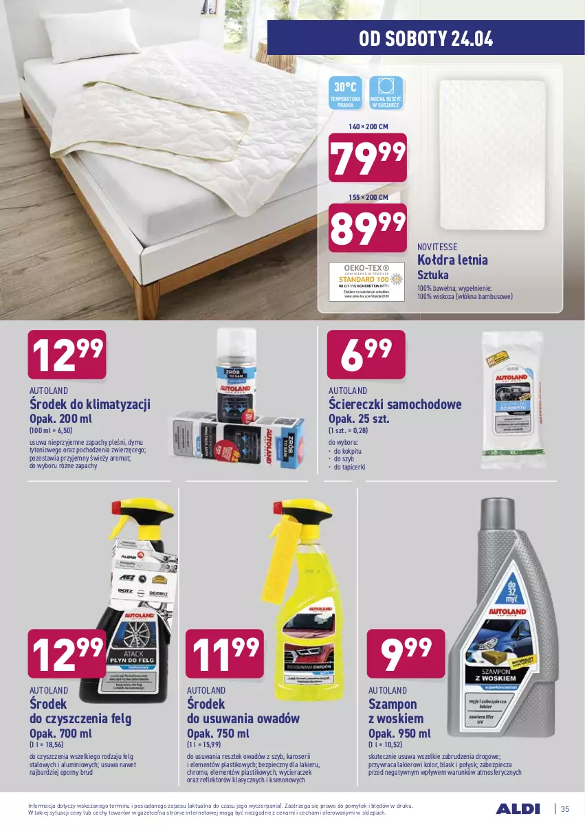 Gazetka promocyjna Aldi - Dobre bo polskie - ważna 19.04 do 24.04.2021 - strona 35 - produkty: Kołdra, Lakier, LG, Piec, Por, Reflektor, Ser, Szampon, Wełna