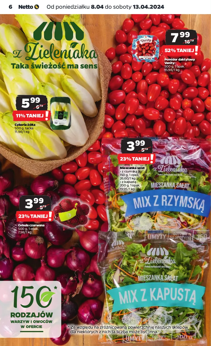 Gazetka promocyjna Netto - Artykuły spożywcze - ważna 08.04 do 13.04.2024 - strona 6 - produkty: Cebula, Cebula czerwona, Kapustą, Mieszanka sałat, Sałat