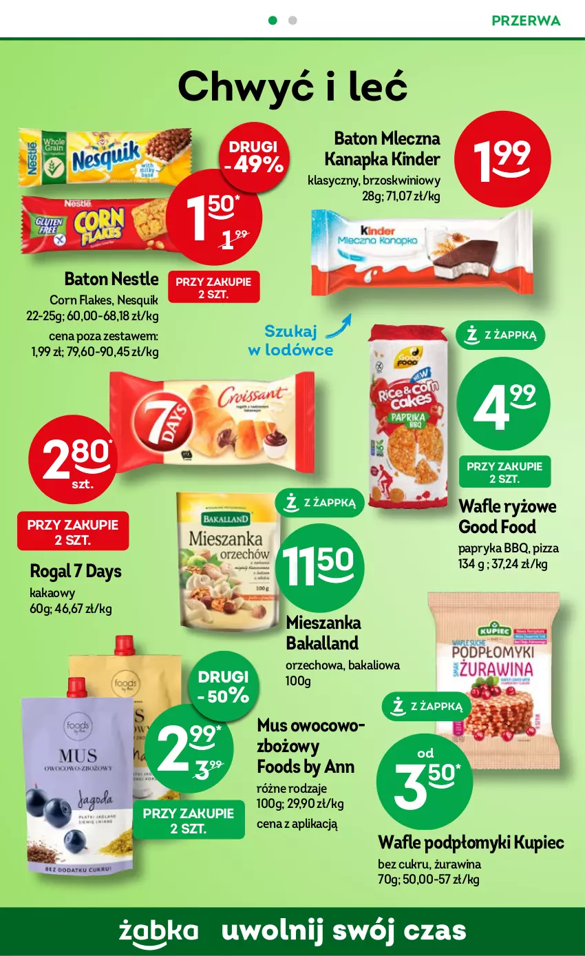 Gazetka promocyjna Żabka - ważna 16.08 do 29.08.2023 - strona 44 - produkty: 7 Days, Bakalland, Baton, Corn flakes, Kakao, Kinder, Kupiec, Mleczna kanapka, Mus, Nesquik, Papryka, Piec, Pizza, Rogal, Ryż, Wafle