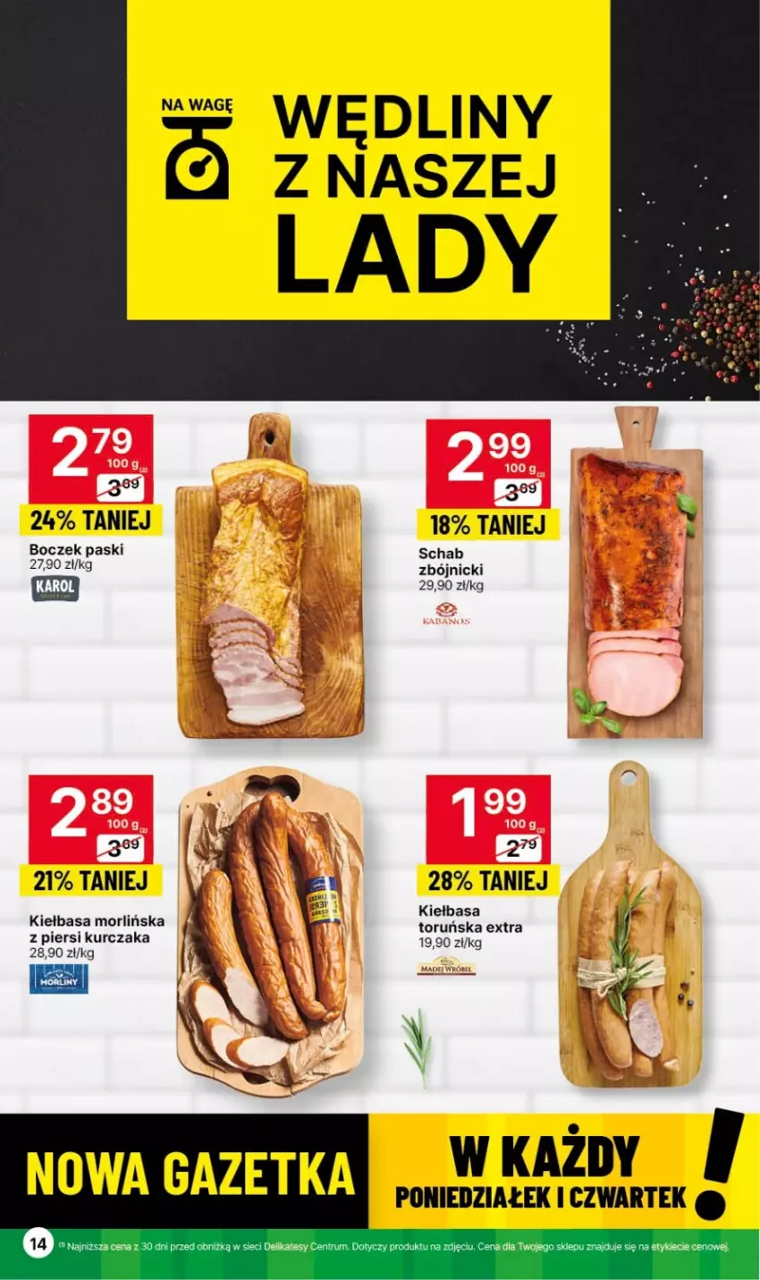 Gazetka promocyjna Delikatesy Centrum - Gazetka DC41czw-sr - ważna 19.10 do 25.10.2023 - strona 14 - produkty: Boczek, Kiełbasa, Kurczak, Rum