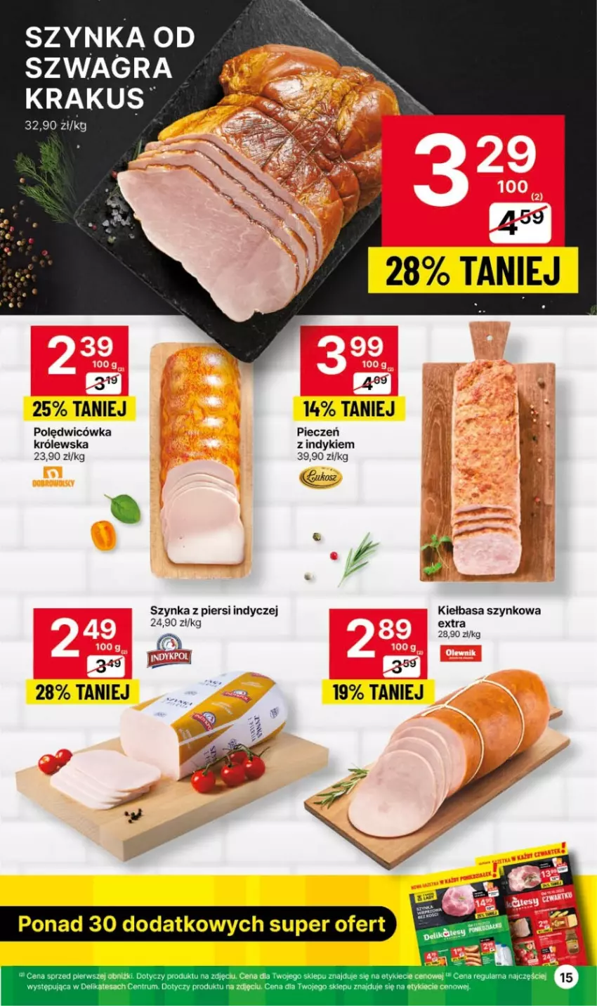 Gazetka promocyjna Delikatesy Centrum - Gazetka DC41czw-sr - ważna 19.10 do 25.10.2023 - strona 15 - produkty: Gra, Kiełbasa, Kiełbasa szynkowa, Kosz, Krakus, Piec, Rum, Szynka