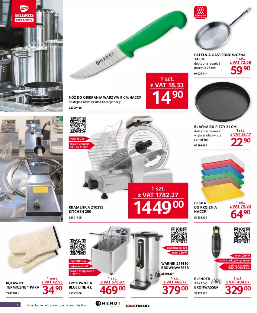 Gazetka promocyjna Selgros - Oferta gastronomiczna - ważna 16.03 do 29.03.2023 - strona 14 - produkty: Blender, Deska do krojenia, Noż, Patelnia, Rękawice, Ser, Tytan