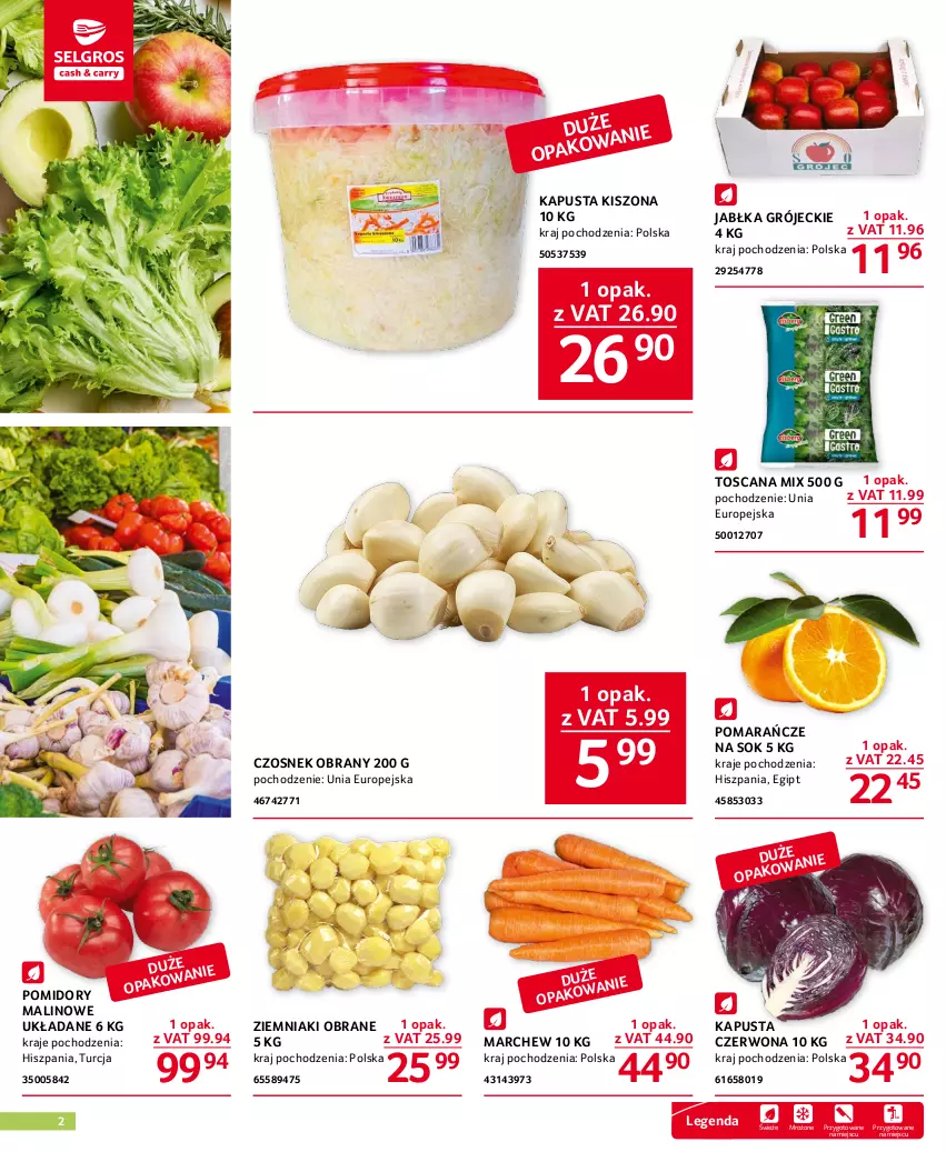 Gazetka promocyjna Selgros - Oferta gastronomiczna - ważna 16.03 do 29.03.2023 - strona 2 - produkty: Czosnek, Jabłka, Pomarańcze, Pomidory, Sok, Ziemniaki