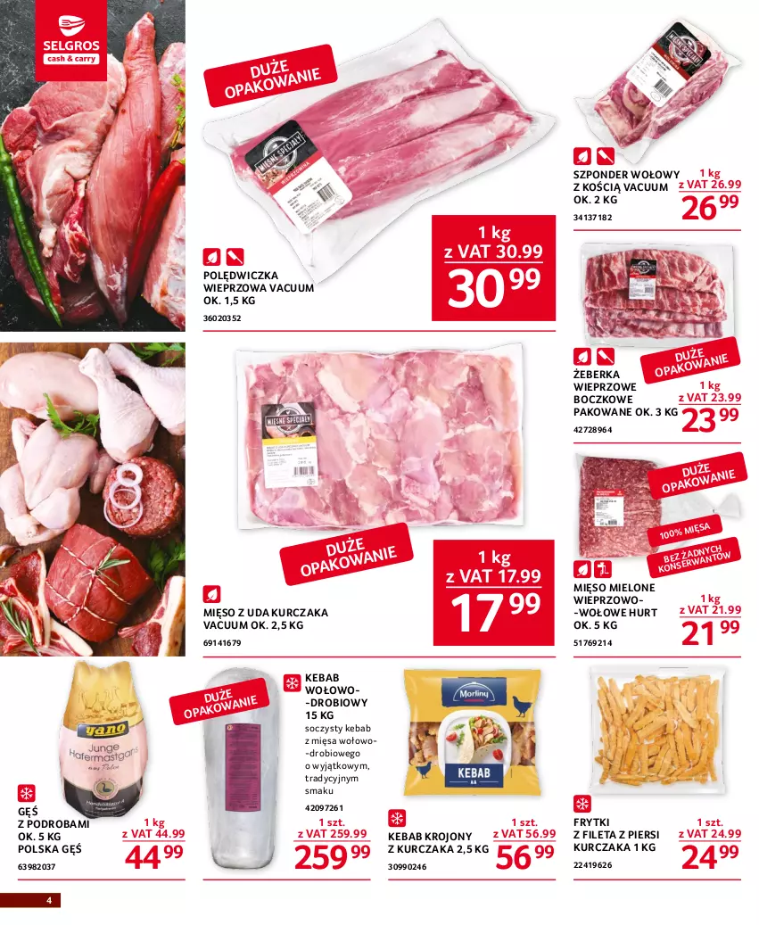 Gazetka promocyjna Selgros - Oferta gastronomiczna - ważna 16.03 do 29.03.2023 - strona 4 - produkty: Frytki, Kebab, Kurczak, Mięso, Mięso mielone, Mięso z uda kurczaka, Polędwiczka wieprzowa, Szponder wołowy