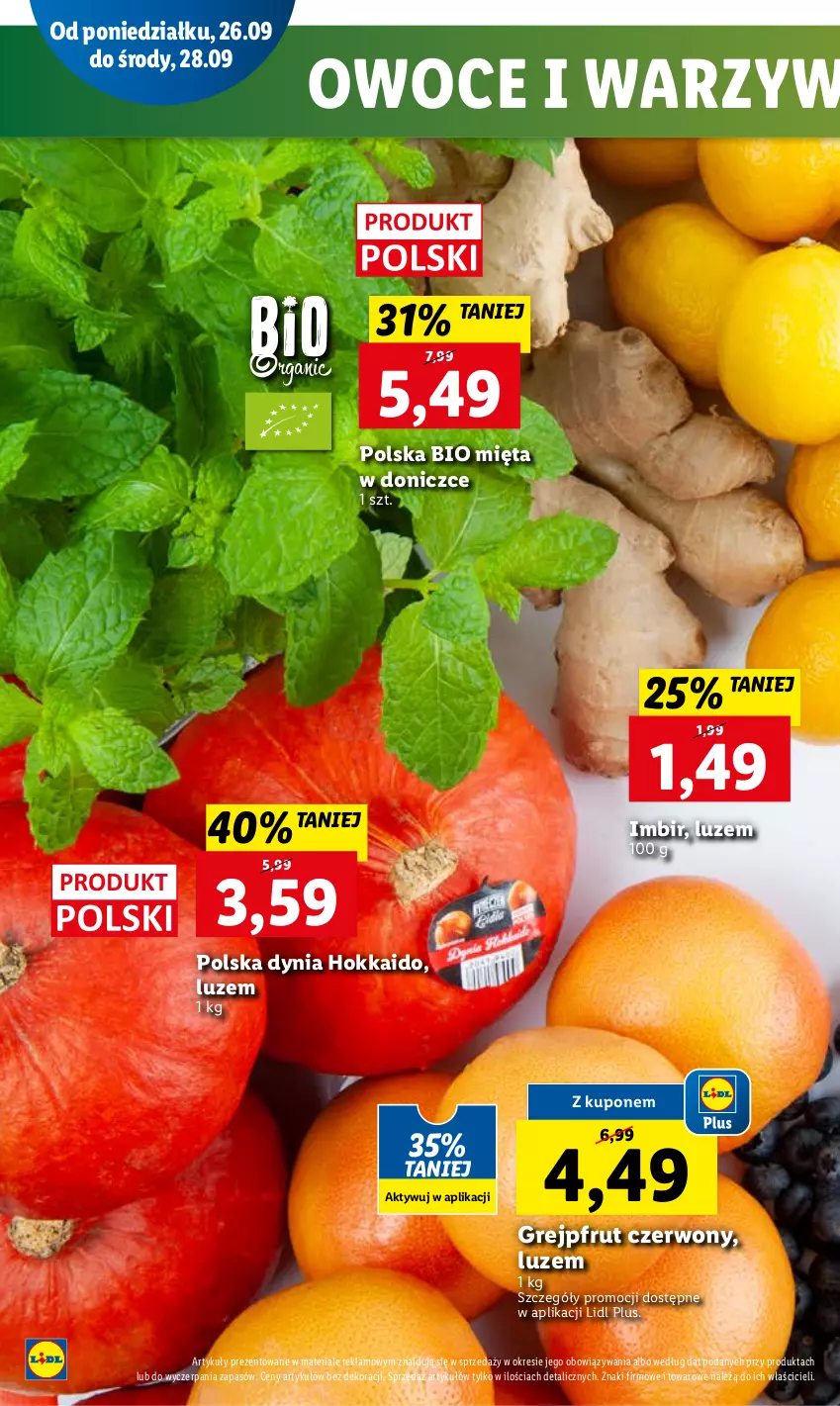 Gazetka promocyjna Lidl - GAZETKA - ważna 26.09 do 28.09.2022 - strona 12 - produkty: Grejpfrut, Imbir, Mięta, Owoce