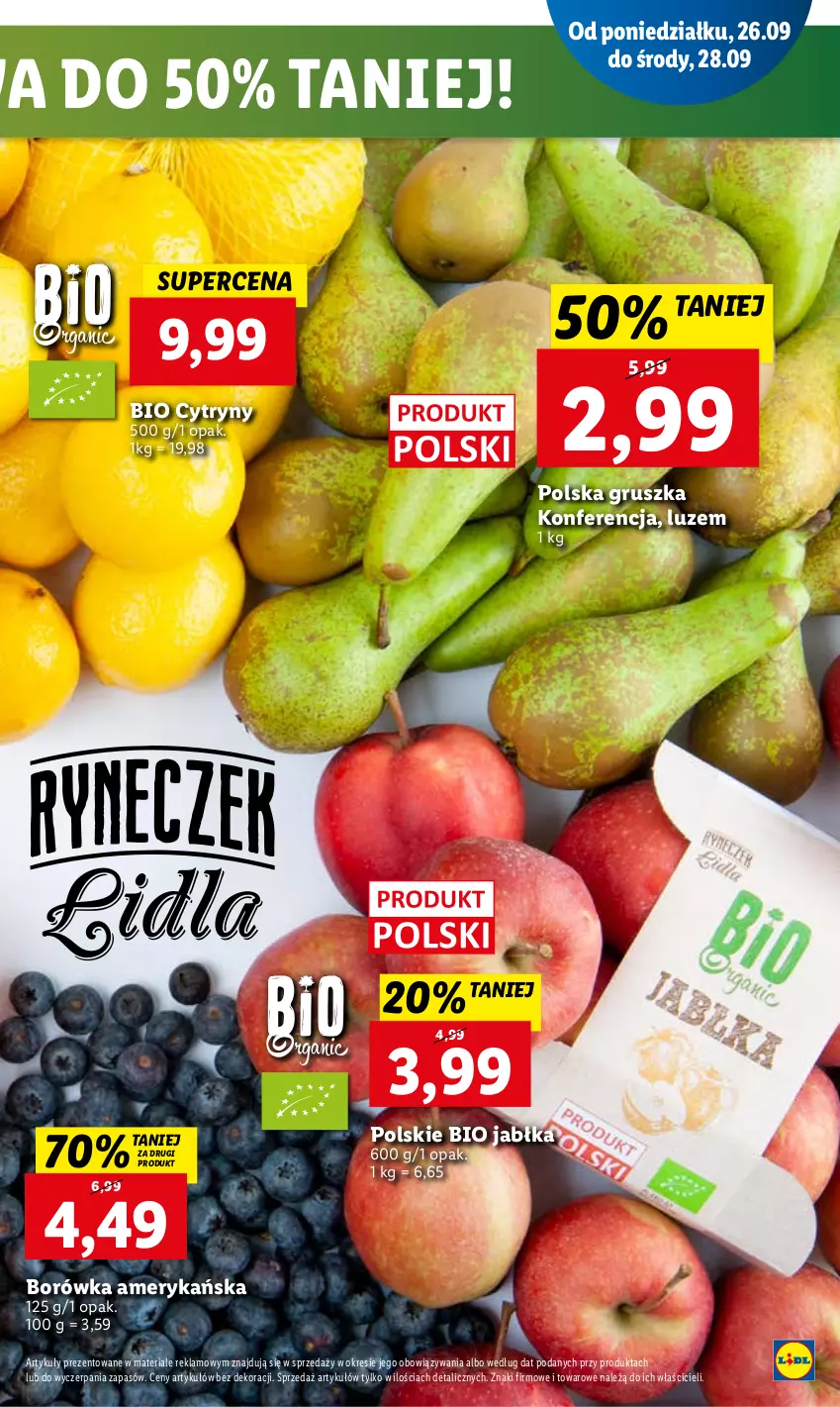 Gazetka promocyjna Lidl - GAZETKA - ważna 26.09 do 28.09.2022 - strona 13 - produkty: Borówka, Borówka amerykańska, Cytryny, Jabłka