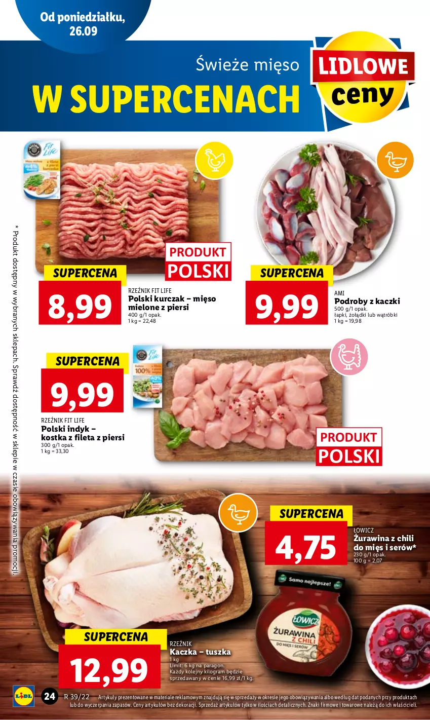 Gazetka promocyjna Lidl - GAZETKA - ważna 26.09 do 28.09.2022 - strona 26 - produkty: Gra, Kaczka, Kurczak, Mięso, Mięso mielone, Olej, Podroby z kaczki, Ser, Tusz