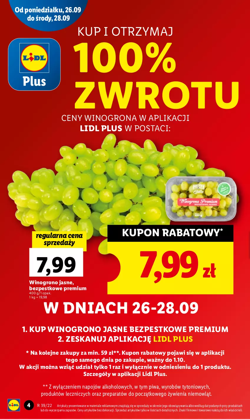 Gazetka promocyjna Lidl - GAZETKA - ważna 26.09 do 28.09.2022 - strona 4 - produkty: Olej, Piwa, Wino, Winogrona, Znicz