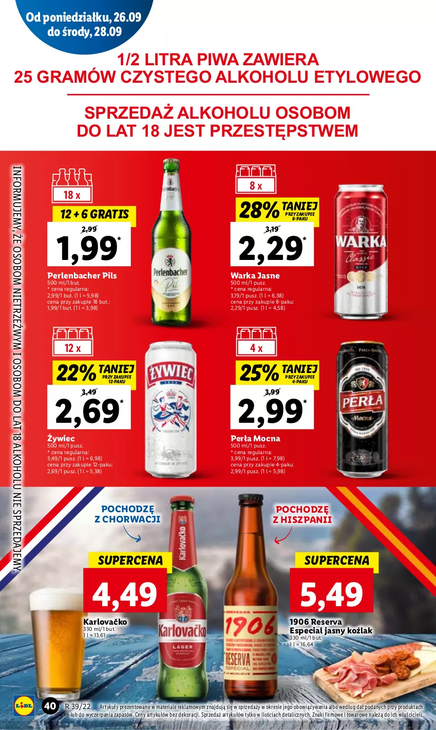 Gazetka promocyjna Lidl - GAZETKA - ważna 26.09 do 28.09.2022 - strona 42 - produkty: Gra, NBA, Perła, Piwa, Ser, Warka