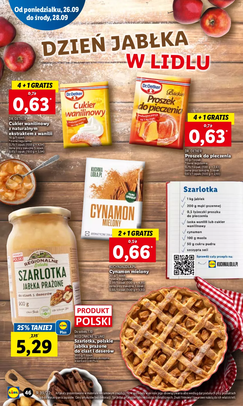 Gazetka promocyjna Lidl - GAZETKA - ważna 26.09 do 28.09.2022 - strona 48 - produkty: Cukier, Cukier wanilinowy, Deser, Dr. Oetker, Gra, Jabłka, Jabłka prażone, Kuchnia, Piec, Proszek do pieczenia, Ser, Szarlotka