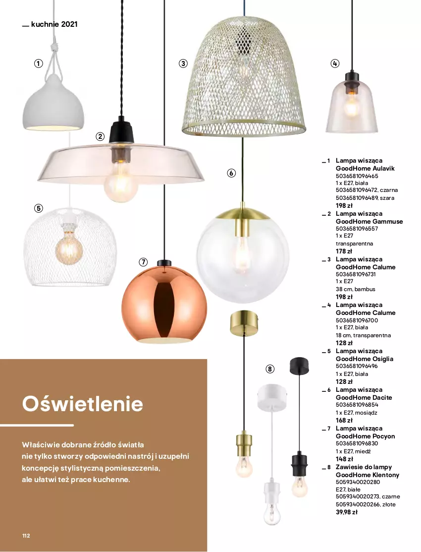 Gazetka promocyjna Castorama - Katalog Kuchnie 2021 - ważna 01.10 do 31.12.2021 - strona 112 - produkty: Lampa, Lampa wisząca, Mus, Tran