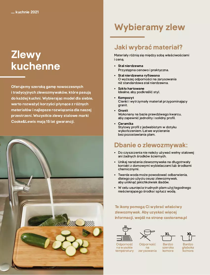 Gazetka promocyjna Castorama - Katalog Kuchnie 2021 - ważna 01.10 do 31.12.2021 - strona 122 - produkty: Astor, Gra, Por, Rama, Saga, Sok, Woda, Zlew, Zlewozmywak