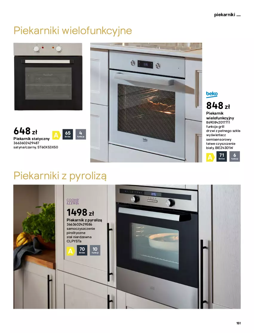 Gazetka promocyjna Castorama - Katalog Kuchnie 2021 - ważna 01.10 do 31.12.2021 - strona 151 - produkty: Drzwi, Ekrany, Fa, Grill, Kret, Kuchenki mikrofalowe, Piec, Piekarnik, Talerz, Zegar