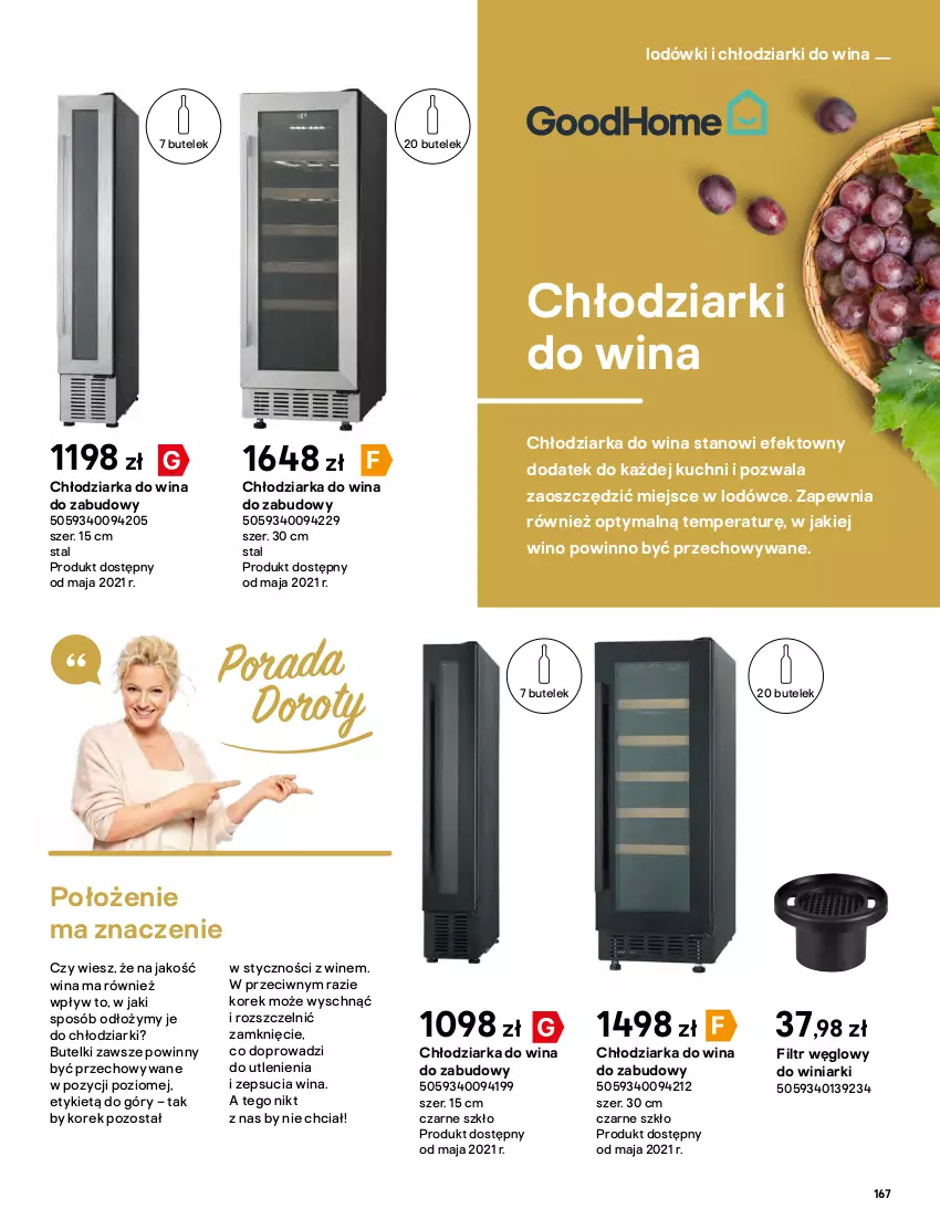 Gazetka promocyjna Castorama - Katalog Kuchnie 2021 - ważna 01.10 do 31.12.2021 - strona 167 - produkty: Chłodziarka, Lodówka, Noż, Por, Silan, Wino