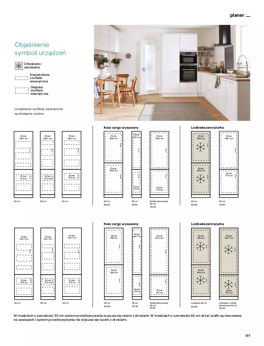Gazetka promocyjna Castorama - Katalog Kuchnie 2021 - ważna 01.10 do 31.12.2021 - strona 177 - produkty: Drzwi, Kosz, Lodówka, Regał, Sok, Szafka, Uchwyty, Zamrażarka