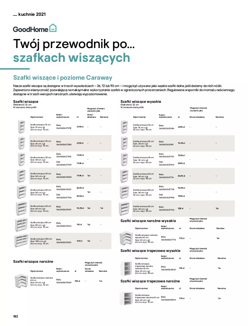 Gazetka promocyjna Castorama - Katalog Kuchnie 2021 - ważna 01.10 do 31.12.2021 - strona 182 - produkty: Drzwi, Gra, Półka, Por, Przewodnik, Sok, Stojak, Szafka, Wino