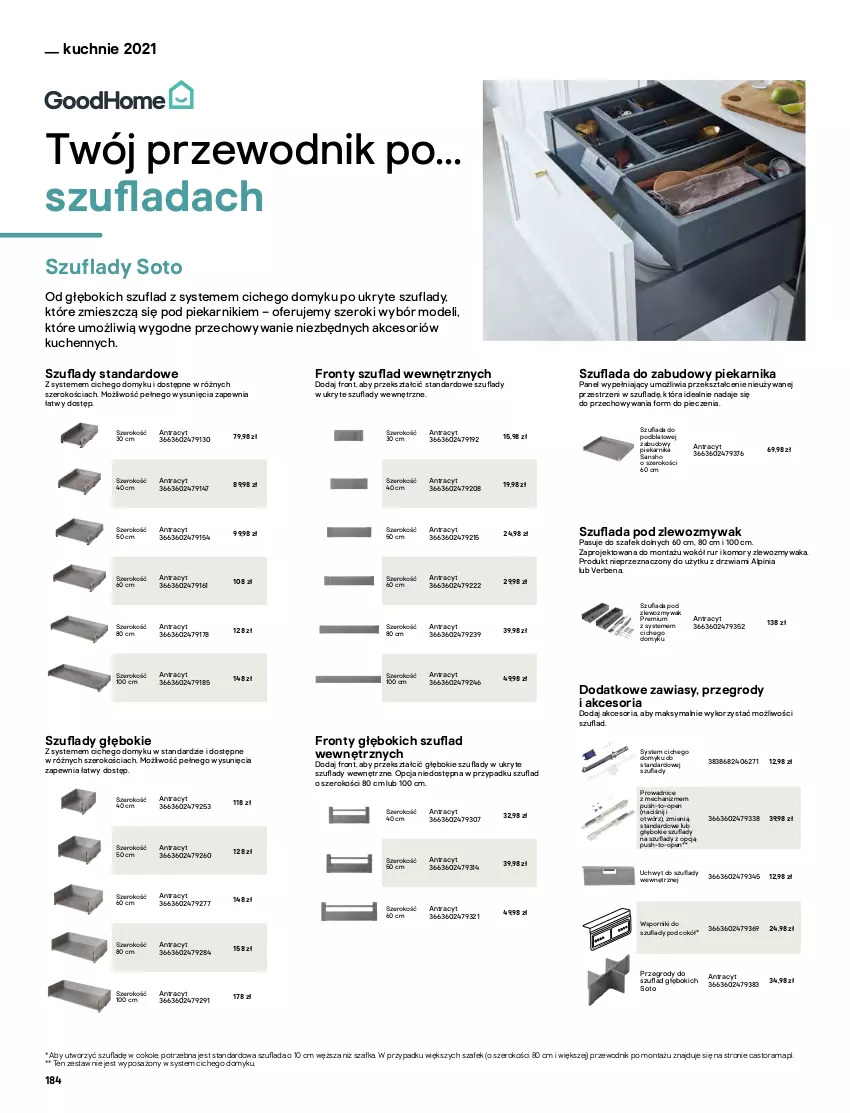 Gazetka promocyjna Castorama - Katalog Kuchnie 2021 - ważna 01.10 do 31.12.2021 - strona 184 - produkty: Astor, Drzwi, Piec, Piekarnik, Por, Przewodnik, Rama, Szafka, Zlew, Zlewozmywak